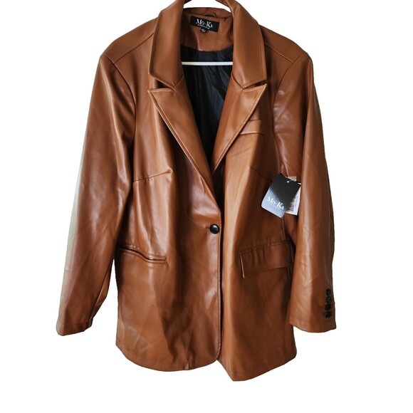 Mo-Ka By Santa Fe Apparel Jacket Women’s Peanut Brown Faux Leather Sz 2X - Picture 1 of 4